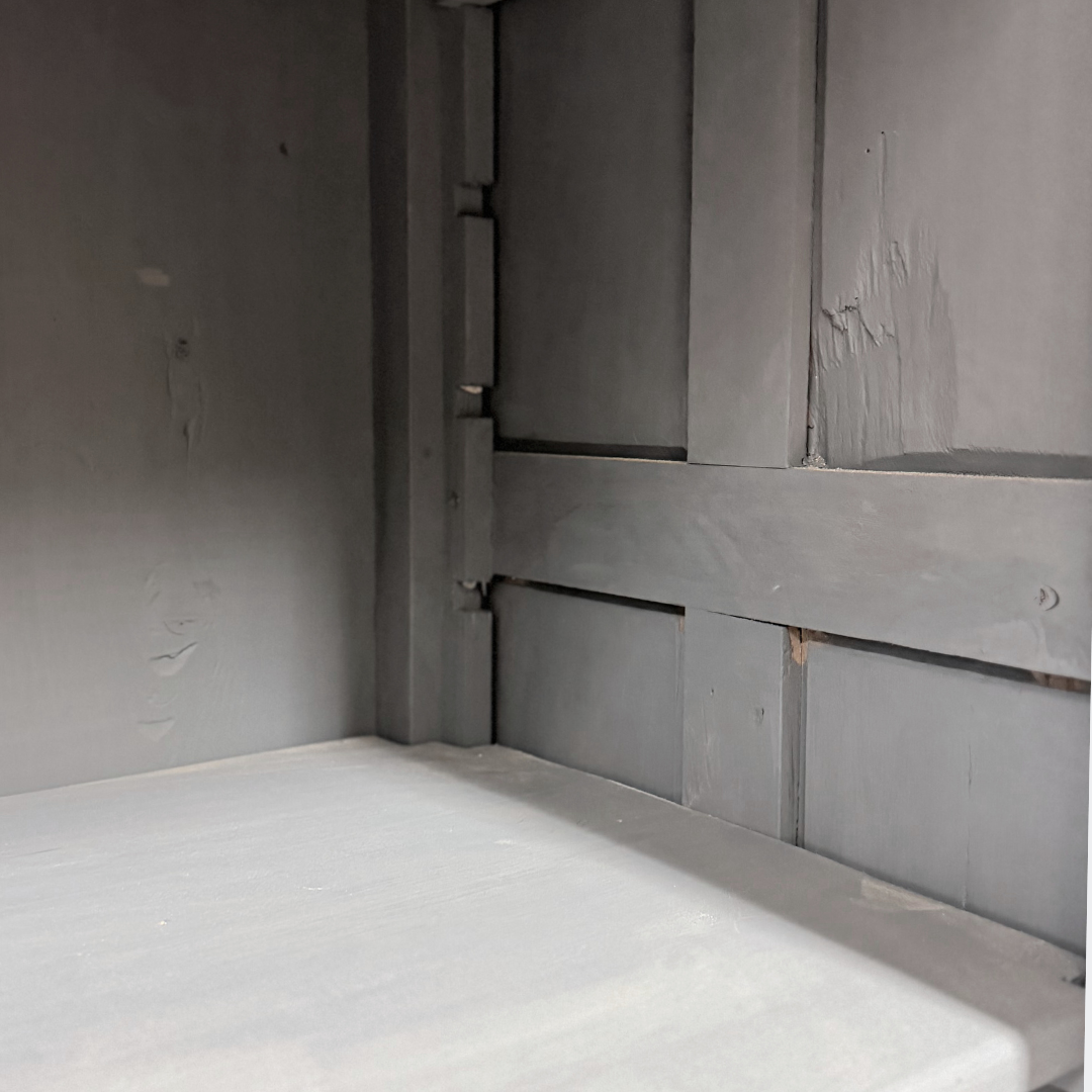 Vintage Blue Display Cabinet with Glass Doors