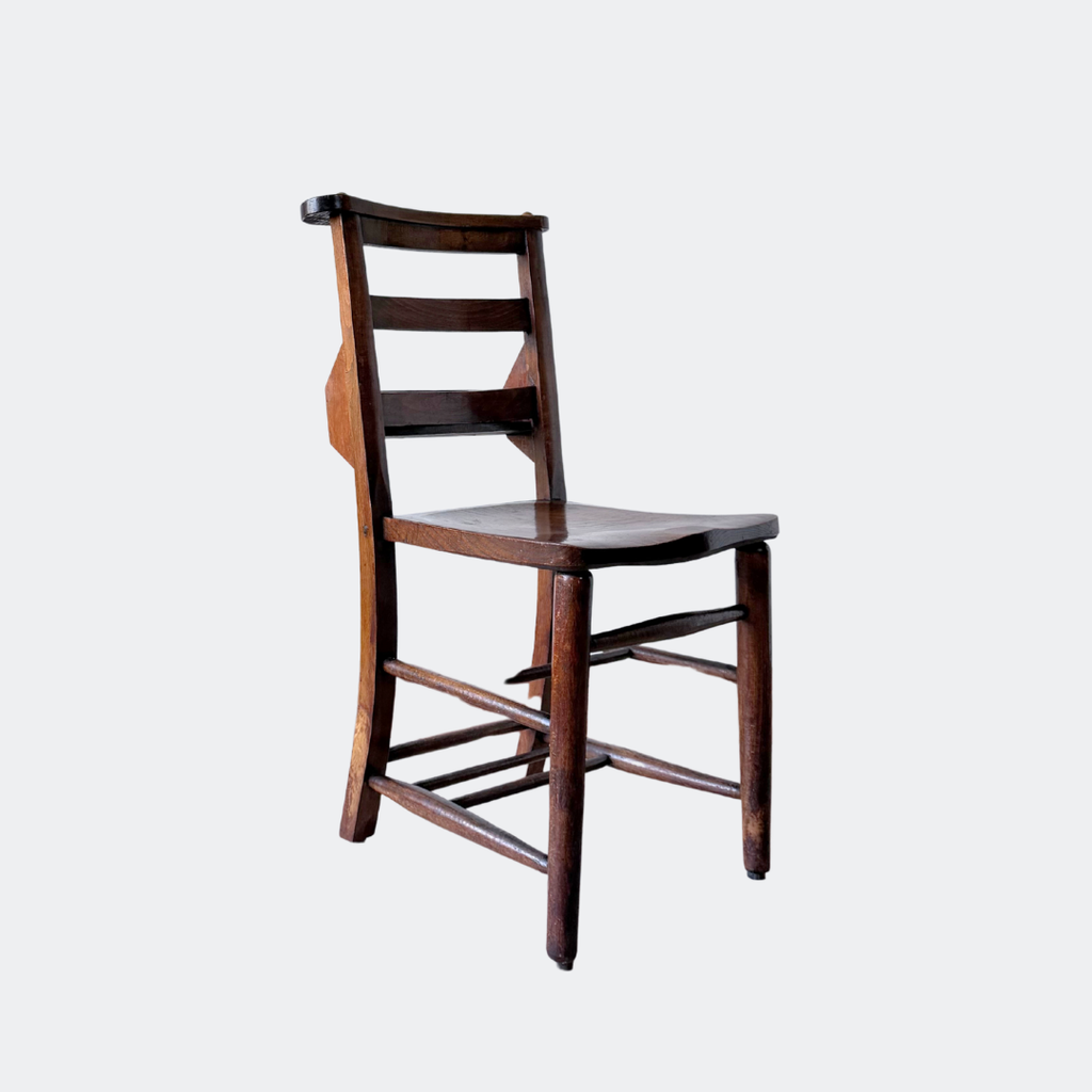 Antique English Chapel Chair - Vintage Wooden Seating