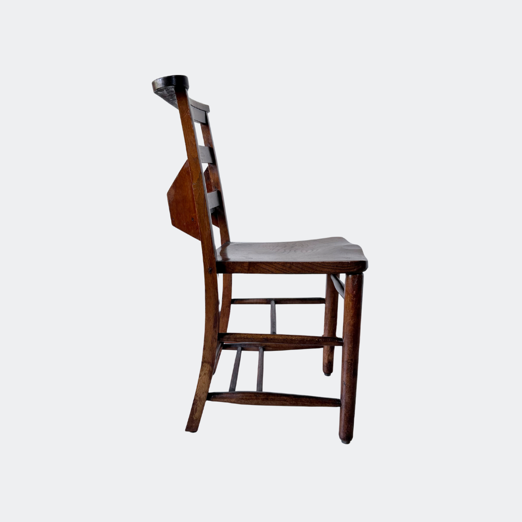 Antique English Chapel Chair - Vintage Wooden Seating
