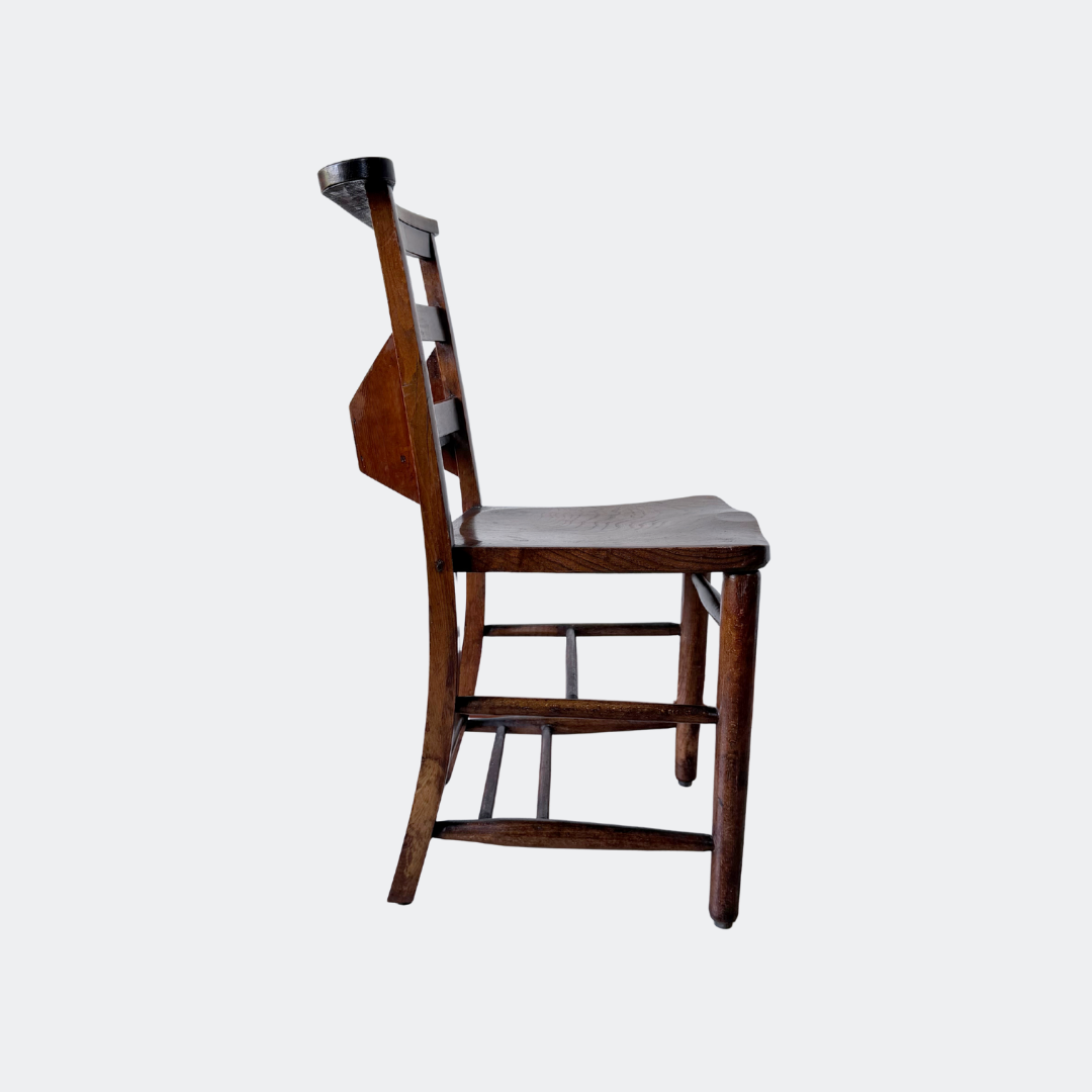Antique English Chapel Chair - Vintage Wooden Seating