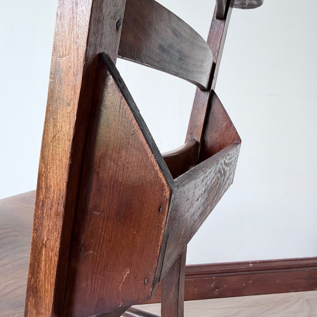 Antique English Chapel Chair - Vintage Wooden Seating