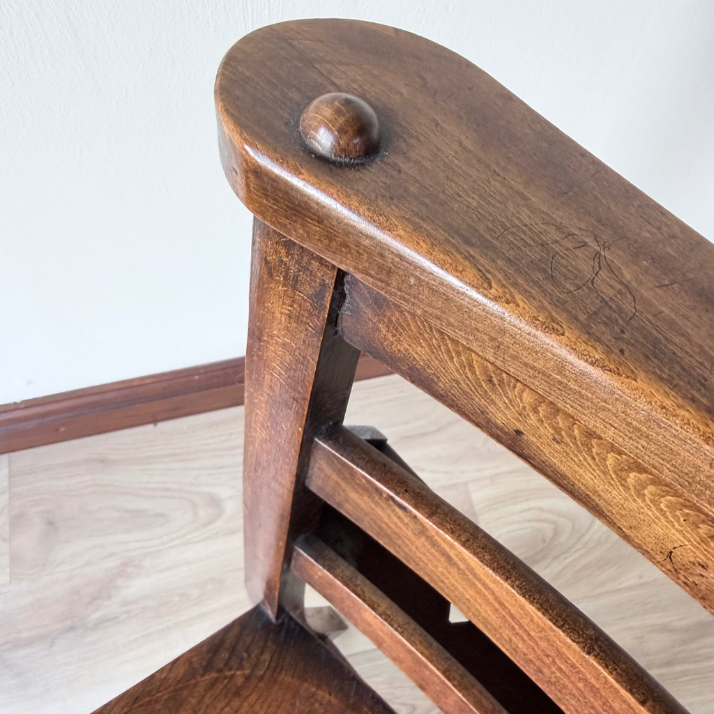 Antique English Chapel Chair - Vintage Wooden Seating
