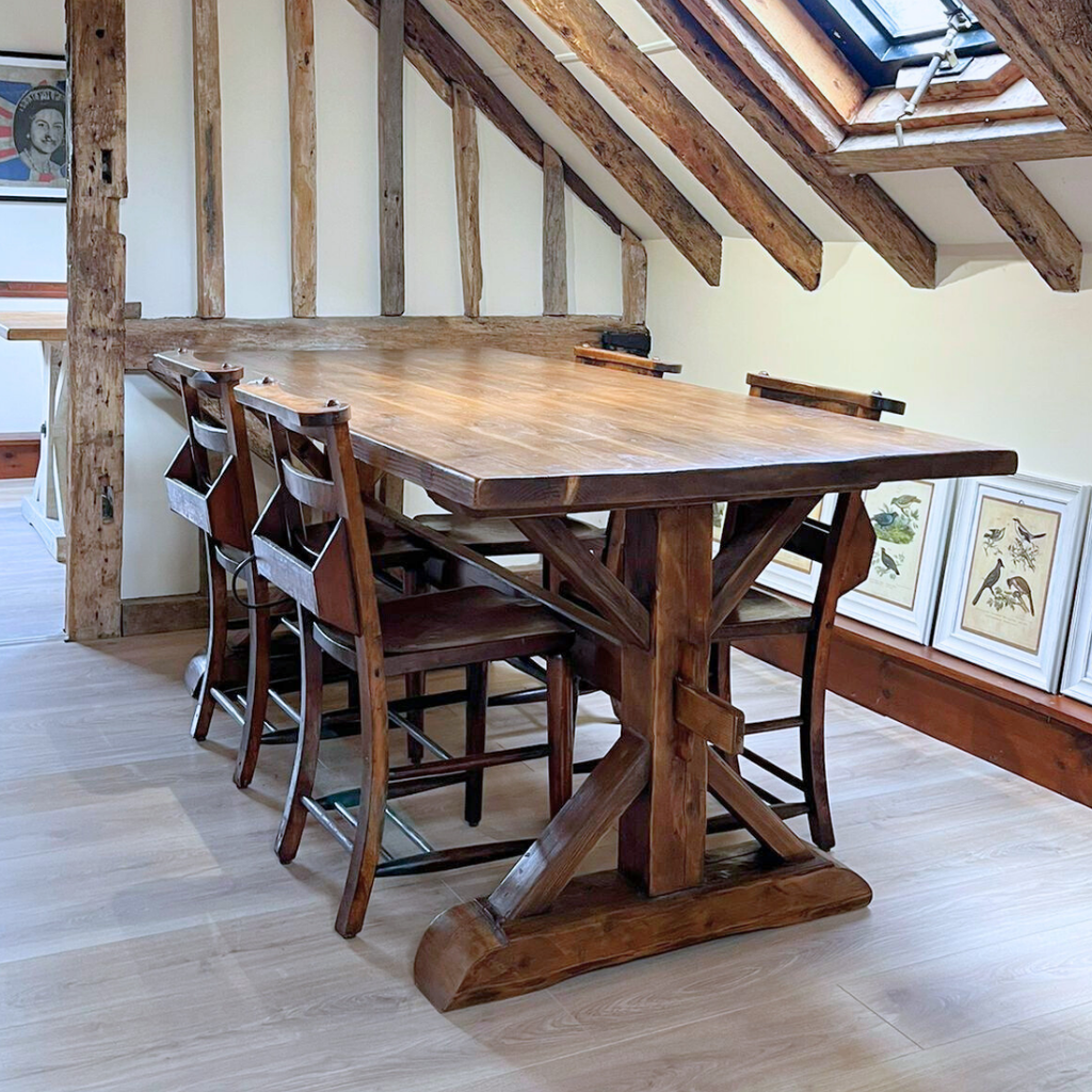 Antique English Chapel Chair - Vintage Wooden Seating