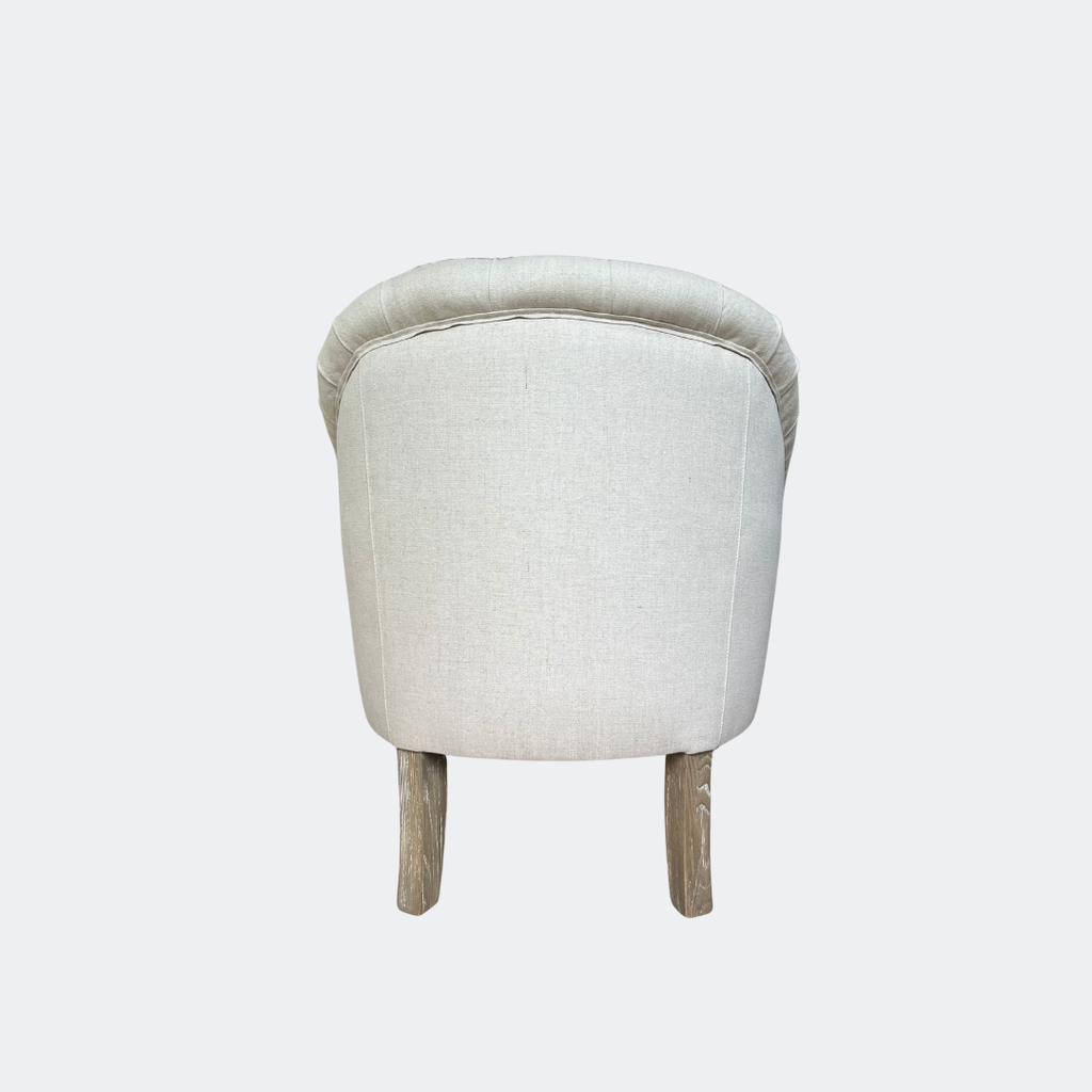 Country Home Button Linen Armchair with Castors