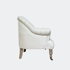 Country Home Button Linen Armchair with Castors