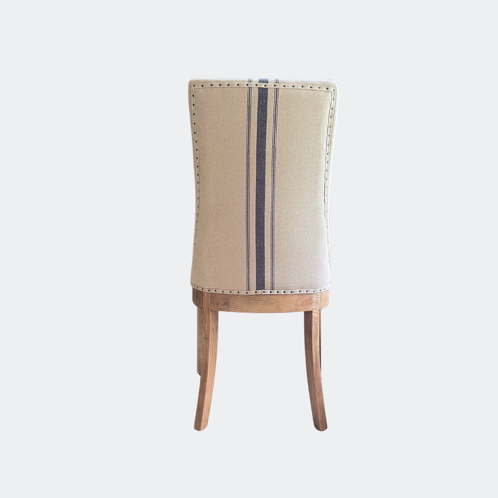 Linen Upholstered Oak Dining Chair in Stripe