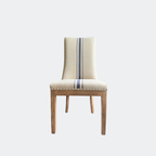 Linen Upholstered Oak Dining Chair in Stripe