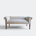 Oxford Green Striped Sofa Bench with Scroll Arms - Handmade in England