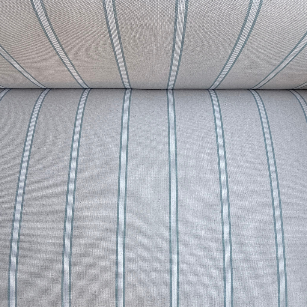 Oxford Duck Blue Striped Sofa Bench with Scroll Arms - Handmade in England