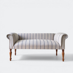 Oxford Blue Striped Sofa Bench with Scroll Arms — Handmade in England