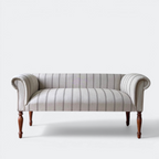 Oxford Grey Striped Sofa Bench with Scroll Arms - Handmade in England