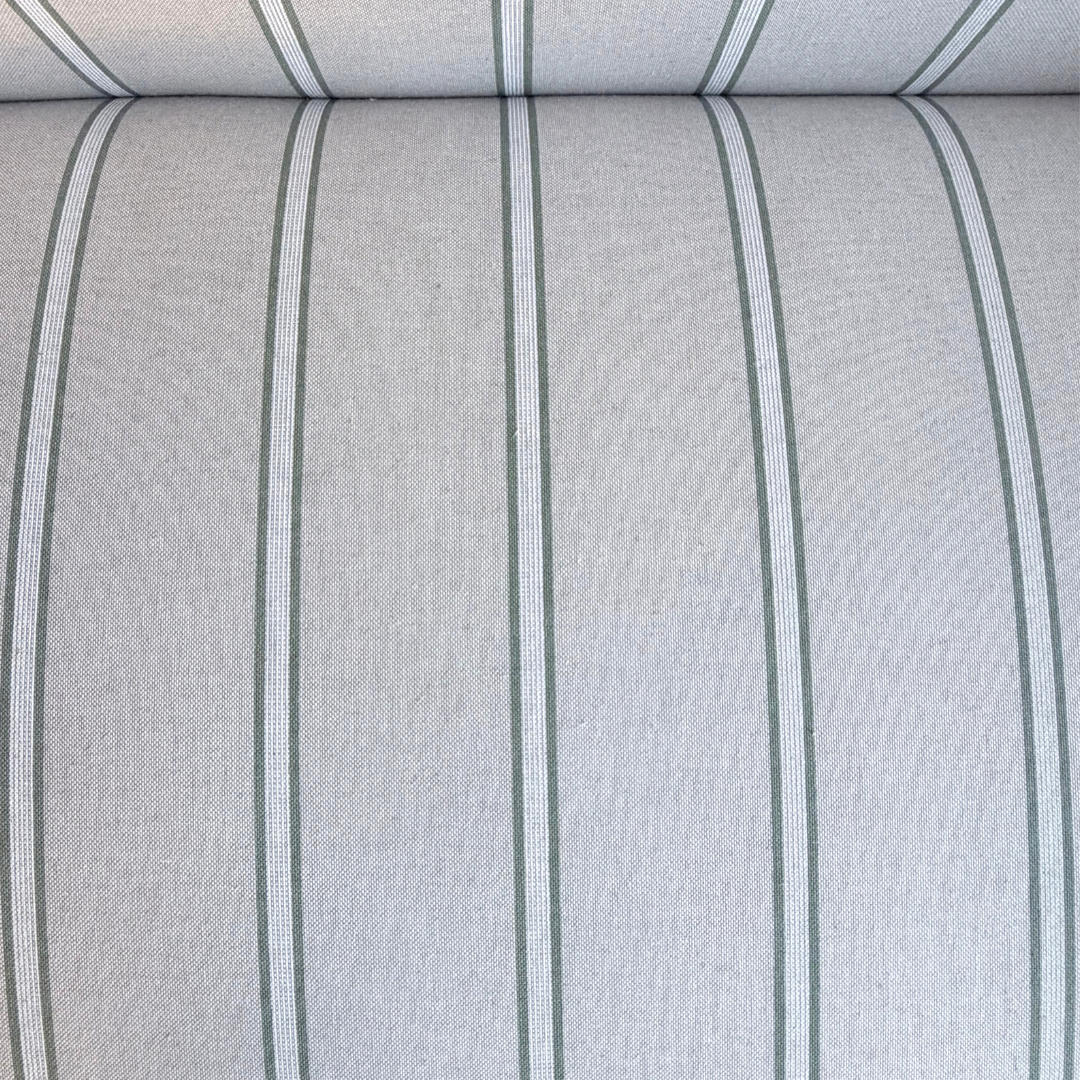 Oxford Green Striped Sofa Bench with Scroll Arms - Handmade in England