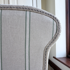 Oxford Green Striped Sofa Bench with Scroll Arms - Handmade in England