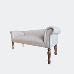 Oxford Duck Blue Striped Sofa Bench with Scroll Arms - Handmade in England