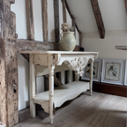 Vintage French Style Console Table | Reclaimed Armoire Wood & Antique Moulding