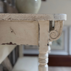 Vintage French Style Console Table | Reclaimed Armoire Wood & Antique Moulding