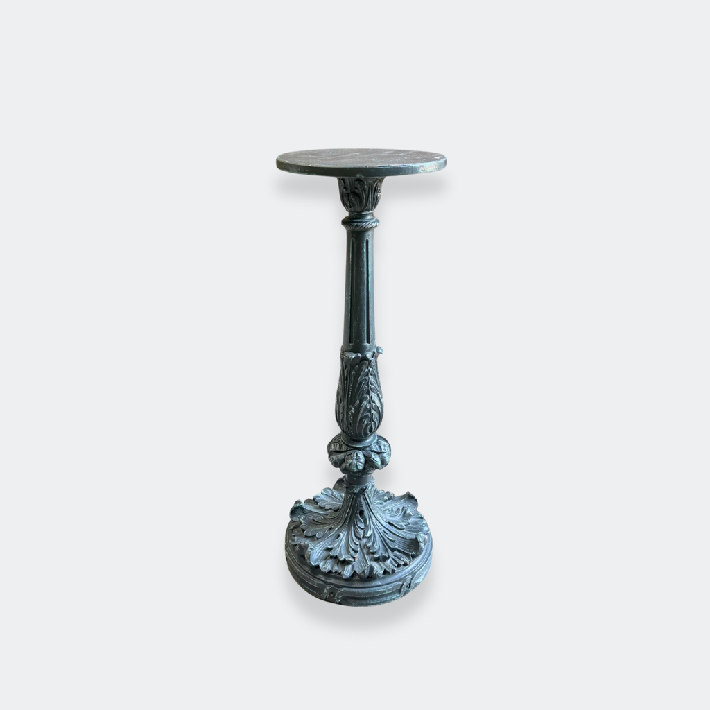 Carved Pedestal Stand with Verdigris Finish