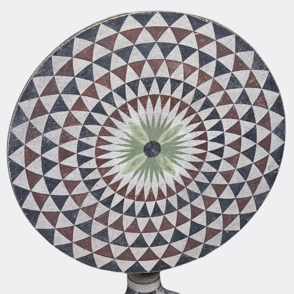 Hand Painted Indian Folding Side Table - Reclaimed Oak