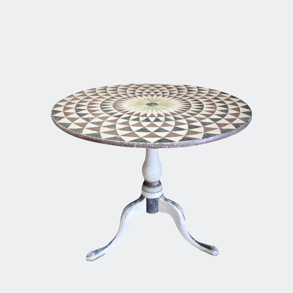 Hand Painted Indian Folding Side Table - Reclaimed Oak