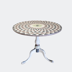 Hand Painted Indian Folding Side Table - Reclaimed Oak