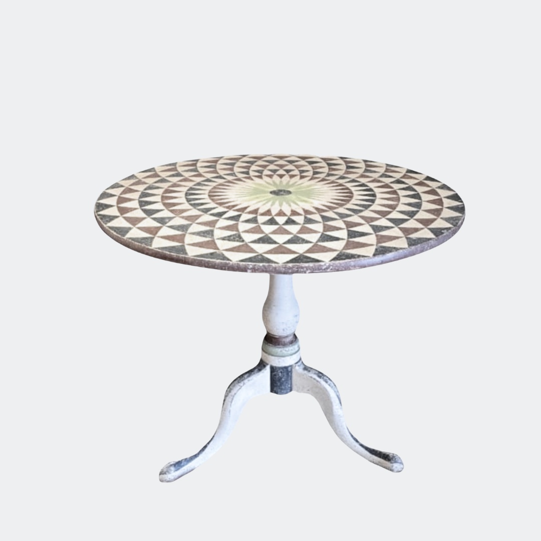 Hand Painted Indian Folding Side Table - Reclaimed Oak