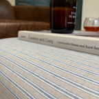 Classic Blue Striped Footstool with Castors | Handmade UK Ottoman