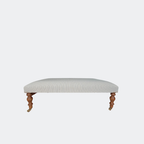 Classic Blue Striped Footstool with Castors | Handmade UK Ottoman