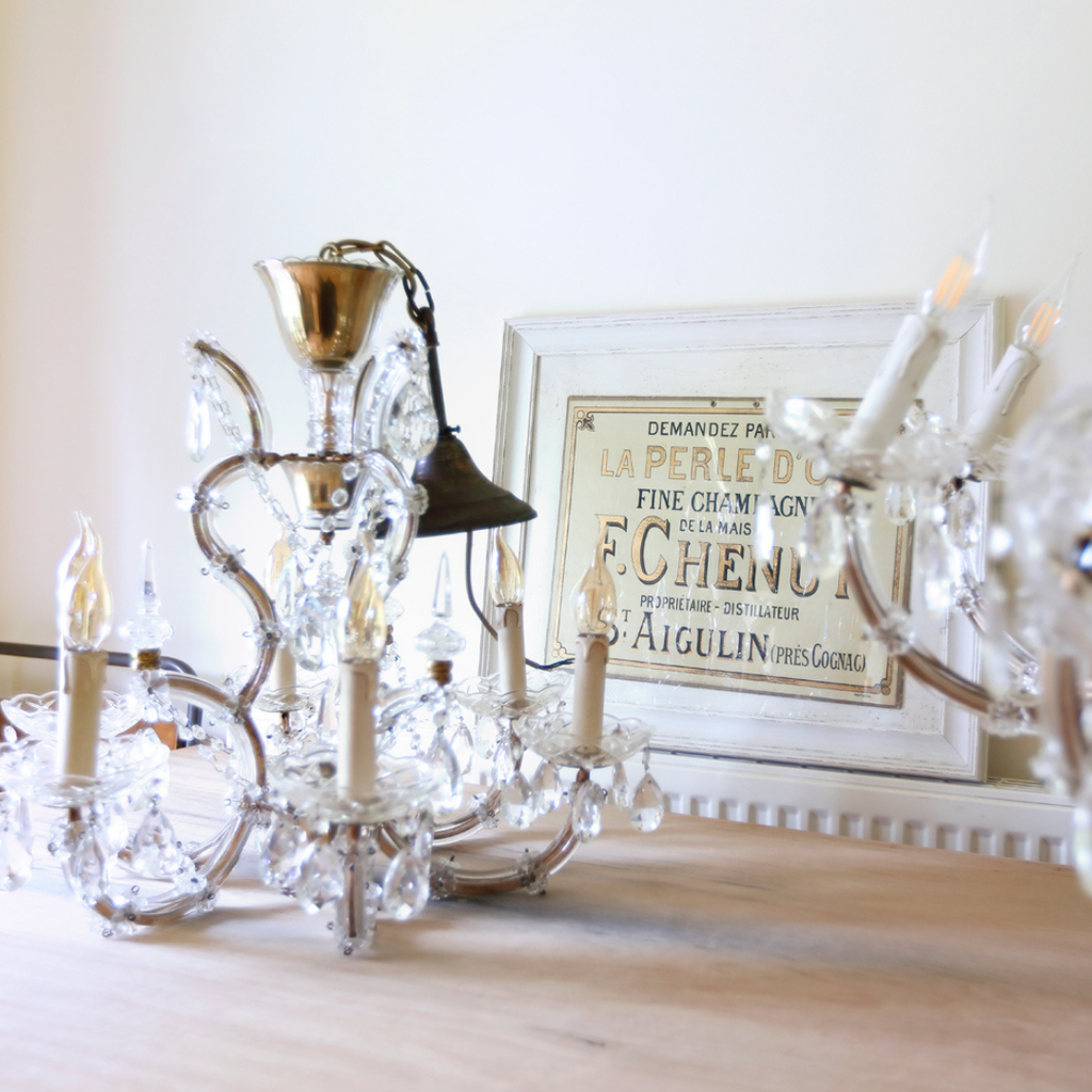 6-Arm Crystal Glass French Chandelier