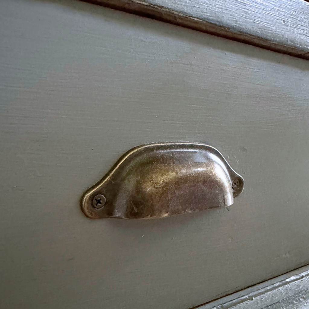 Vintage Grey Display Cabinet with Glass Doors