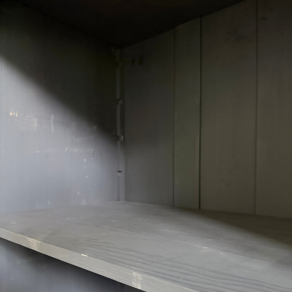 Vintage Grey Display Cabinet with Glass Doors