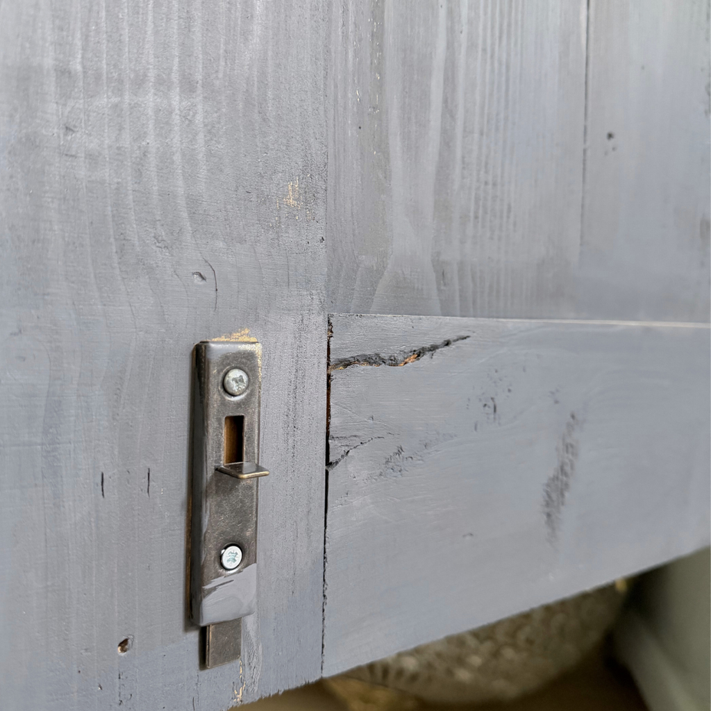 Vintage Grey Display Cabinet with Glass Doors