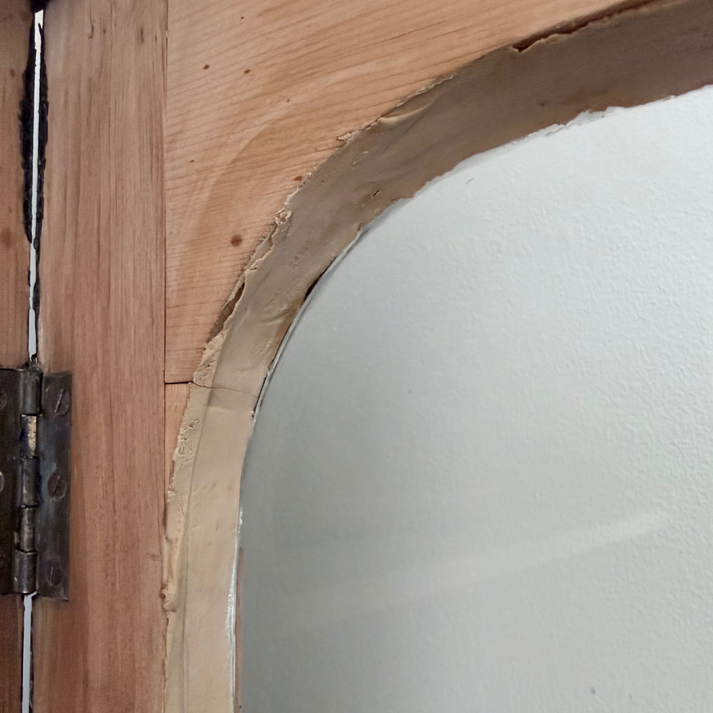 French Antique Painted Black Pine Glazed Display Cupboard