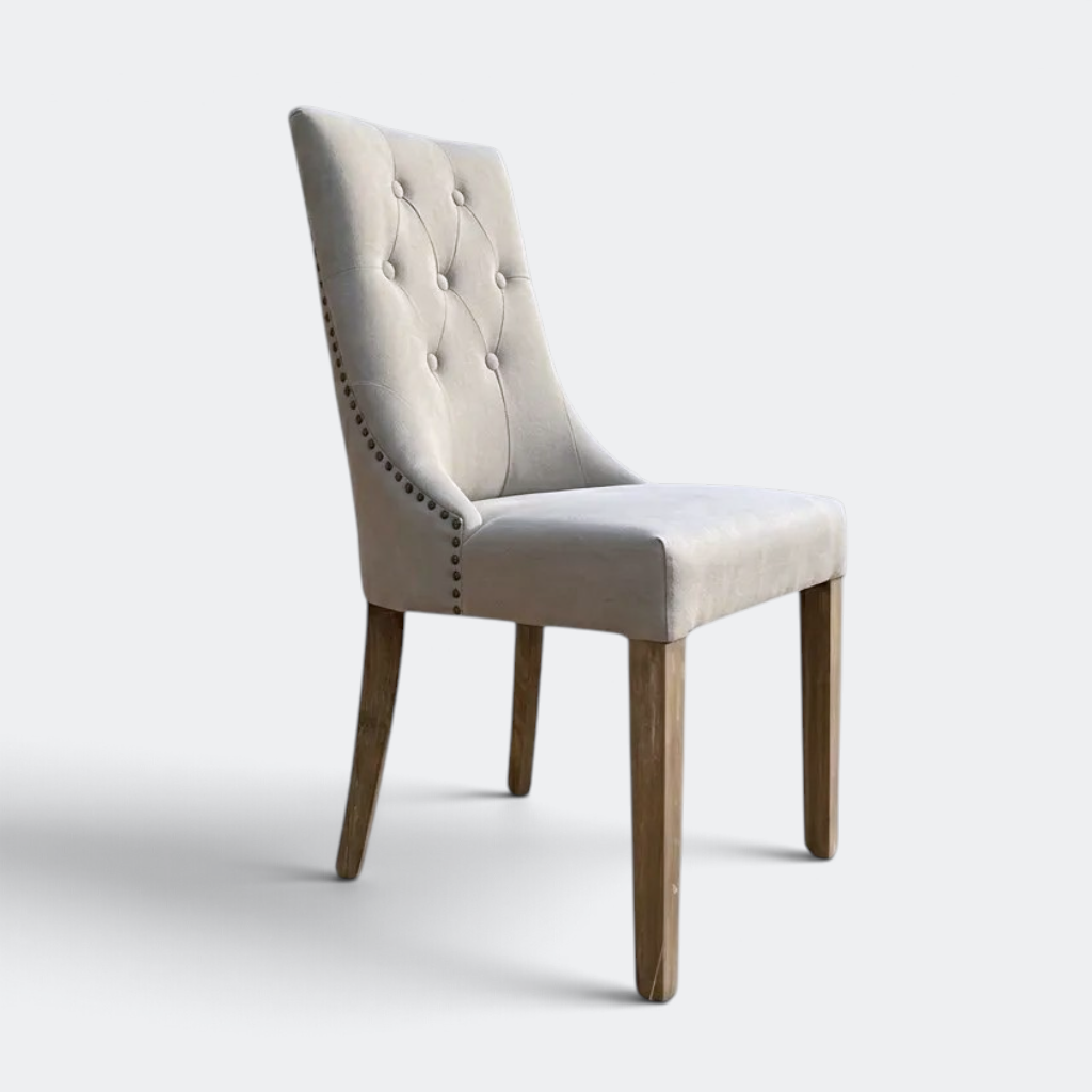 Petworth Grey Dining Chair in Linen and Oak