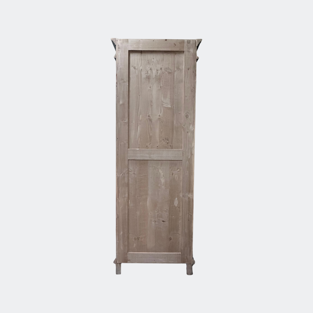Narrow Grey Rustic Pine Glazed Cupboard