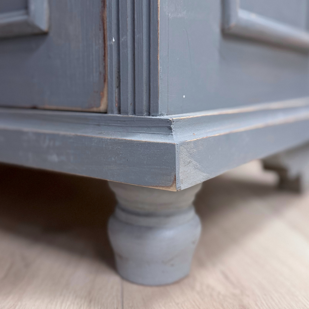 Narrow Grey Rustic Pine Glazed Cupboard