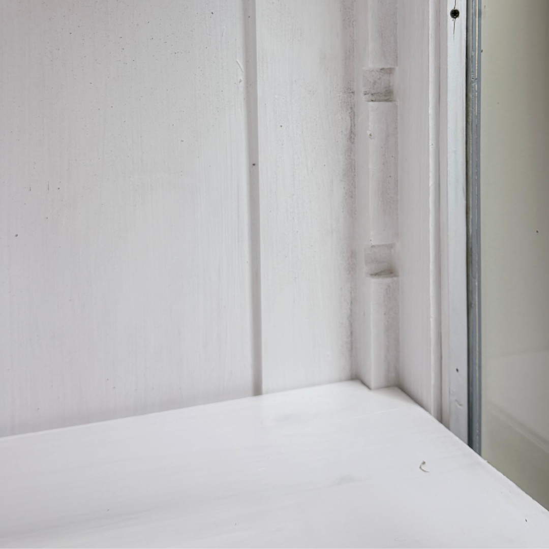 Narrow Grey Rustic Pine Glazed Cupboard