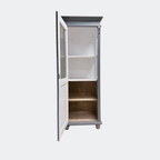 Narrow Grey Rustic Pine Glazed Cupboard