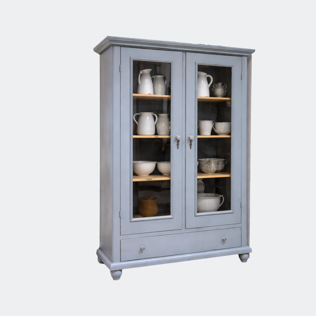 Vintage Grey Glazed Country Cupboard