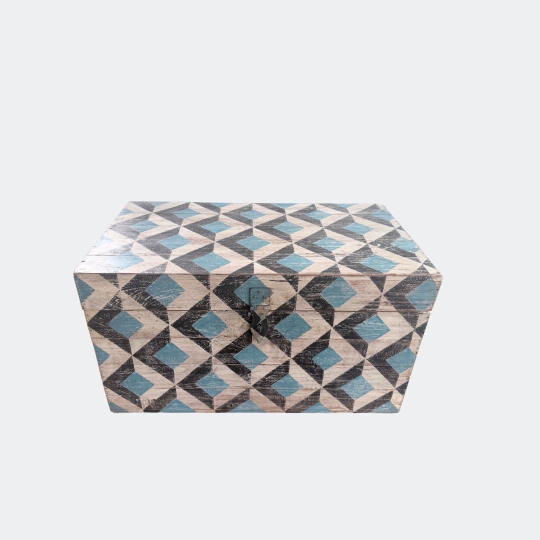 Hand-Painted Wooden Storage Box