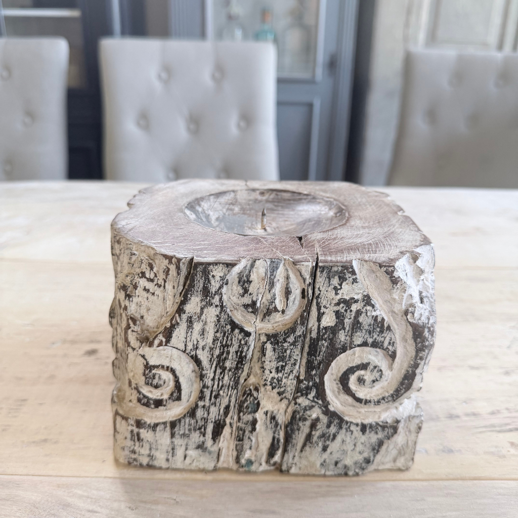Handcarved Wooden Candle Holder