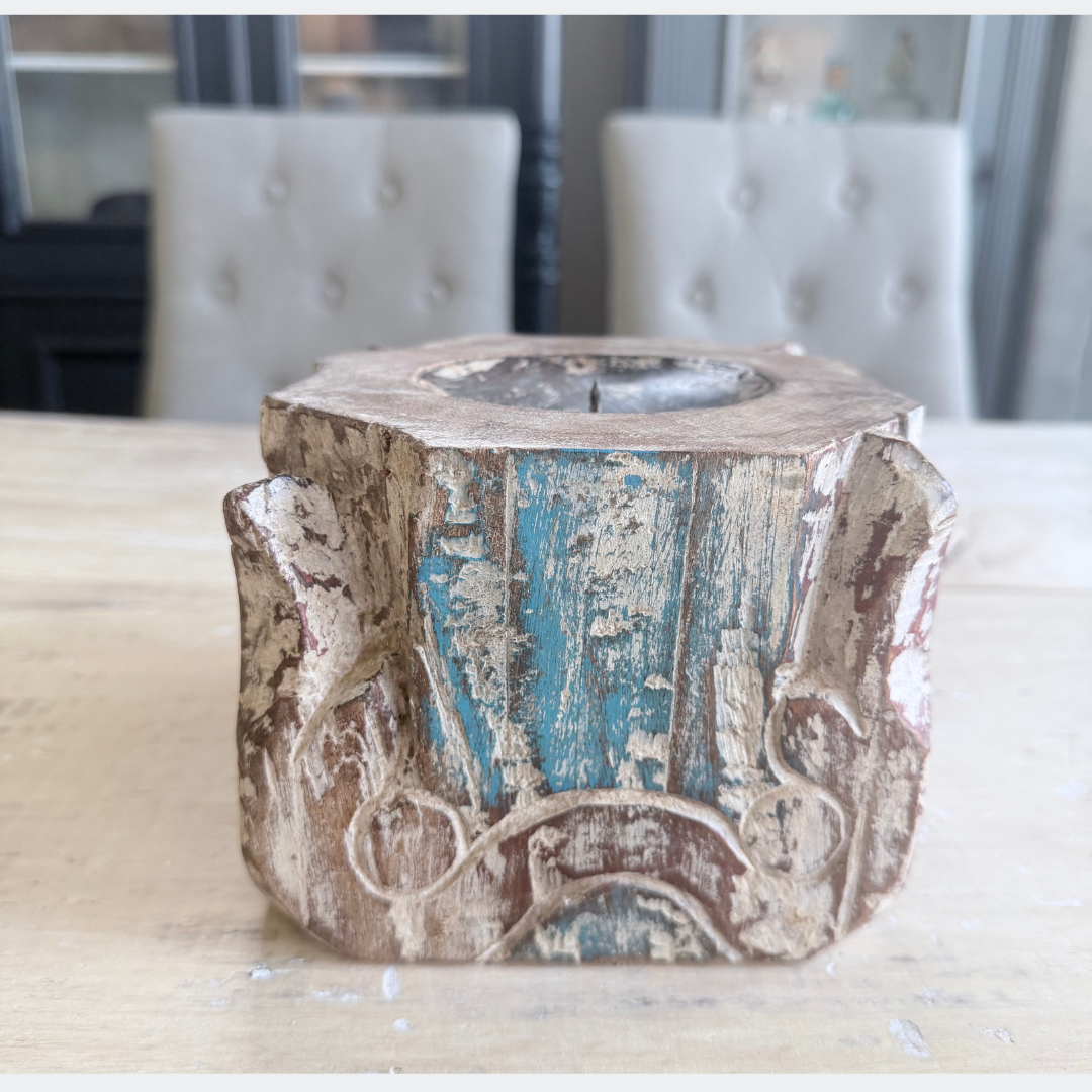 Handcarved Wooden Candle Holder