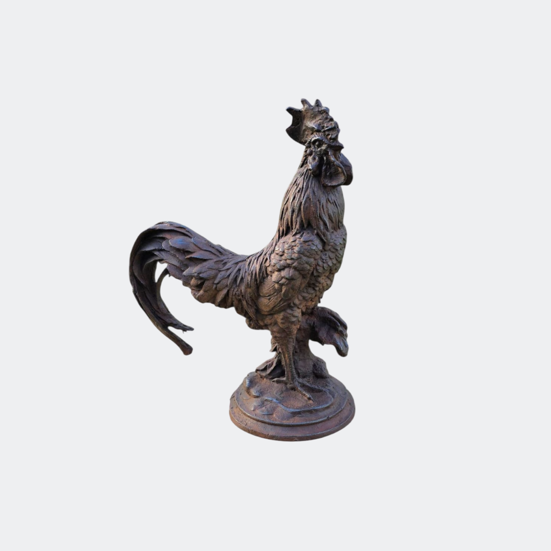 Cast Iron Rooster Sculpture