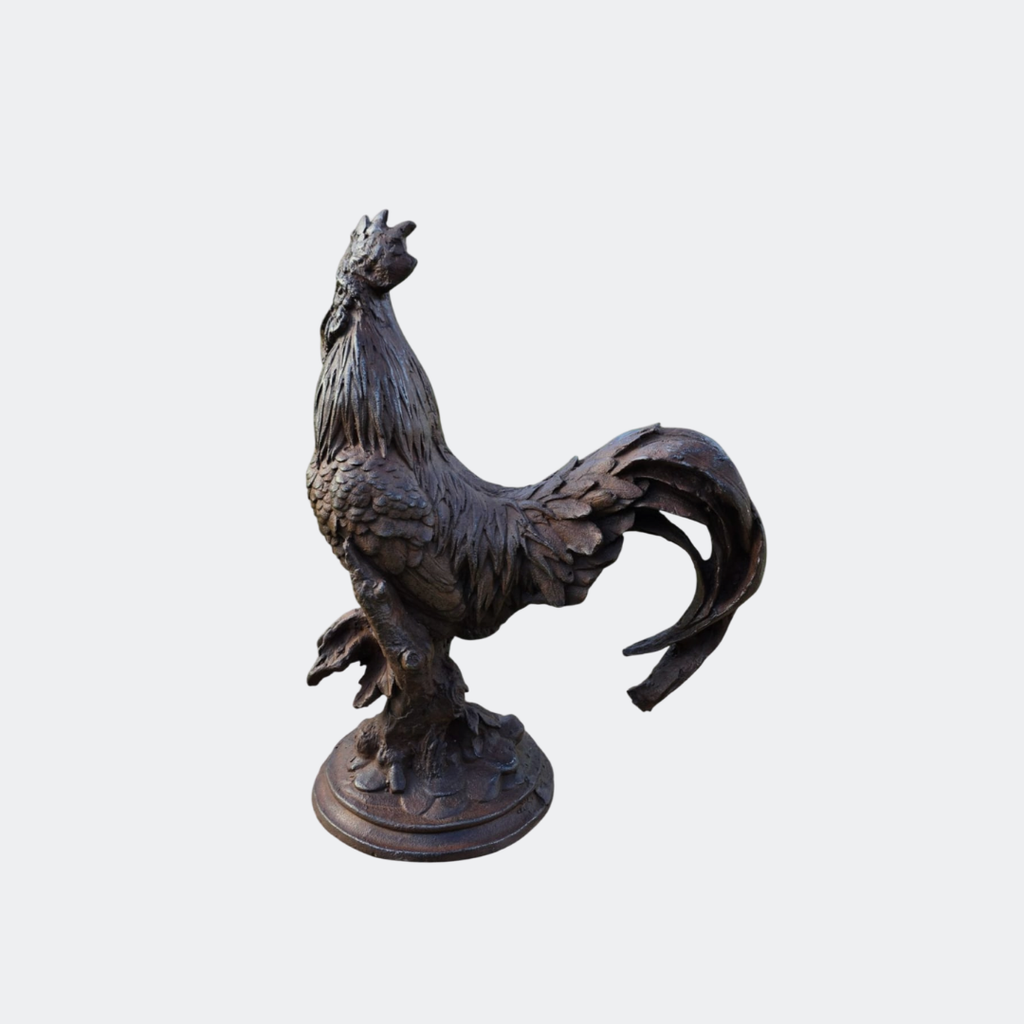 Cast Iron Rooster Sculpture