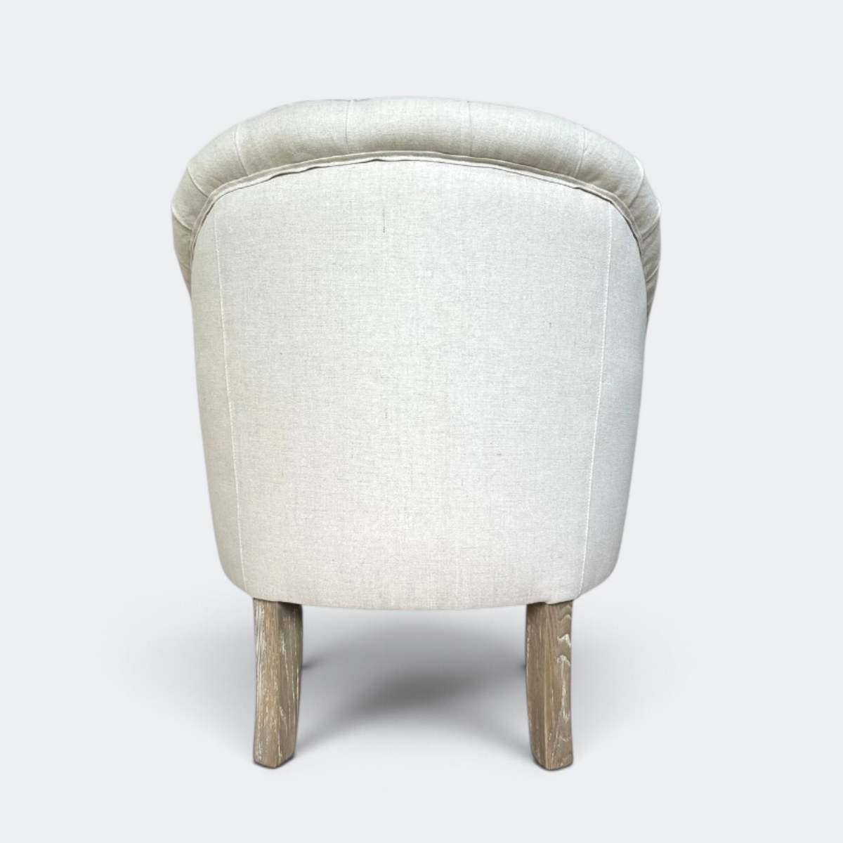 Buttoned Linen Armchair with Castors