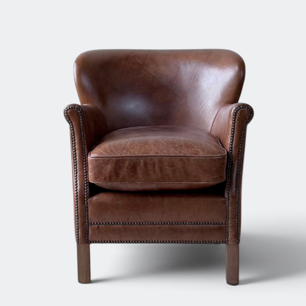 Leather Oak Wingback Armchair
