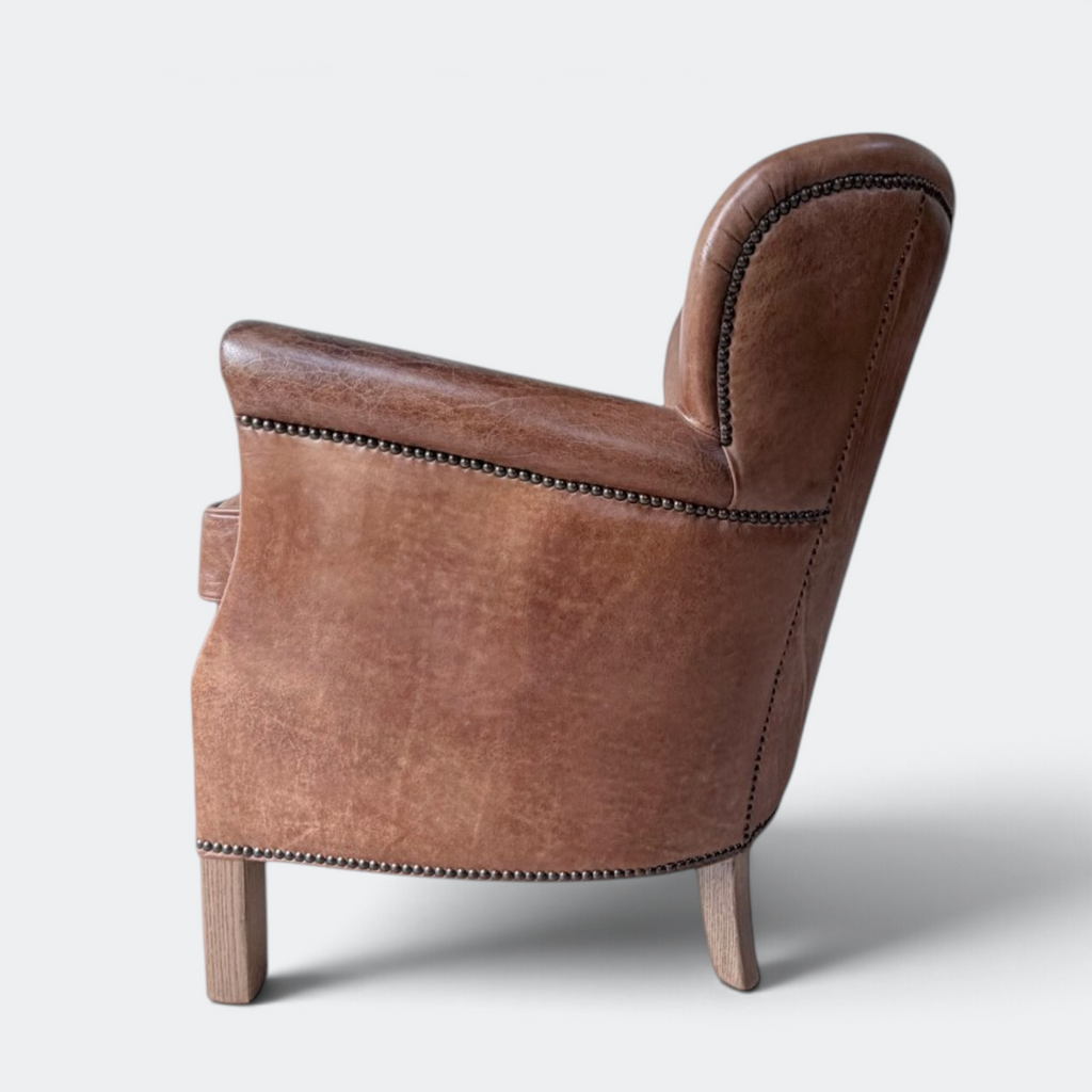 Leather Oak Wingback Armchair
