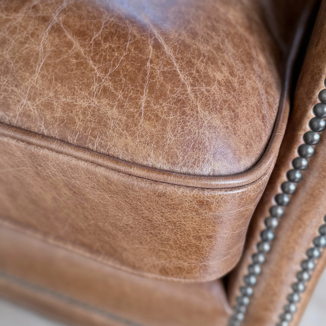 Leather Oak Wingback Armchair