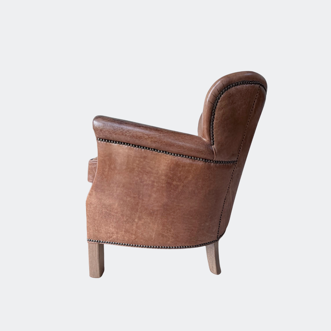 Leather Oak Wingback Armchair