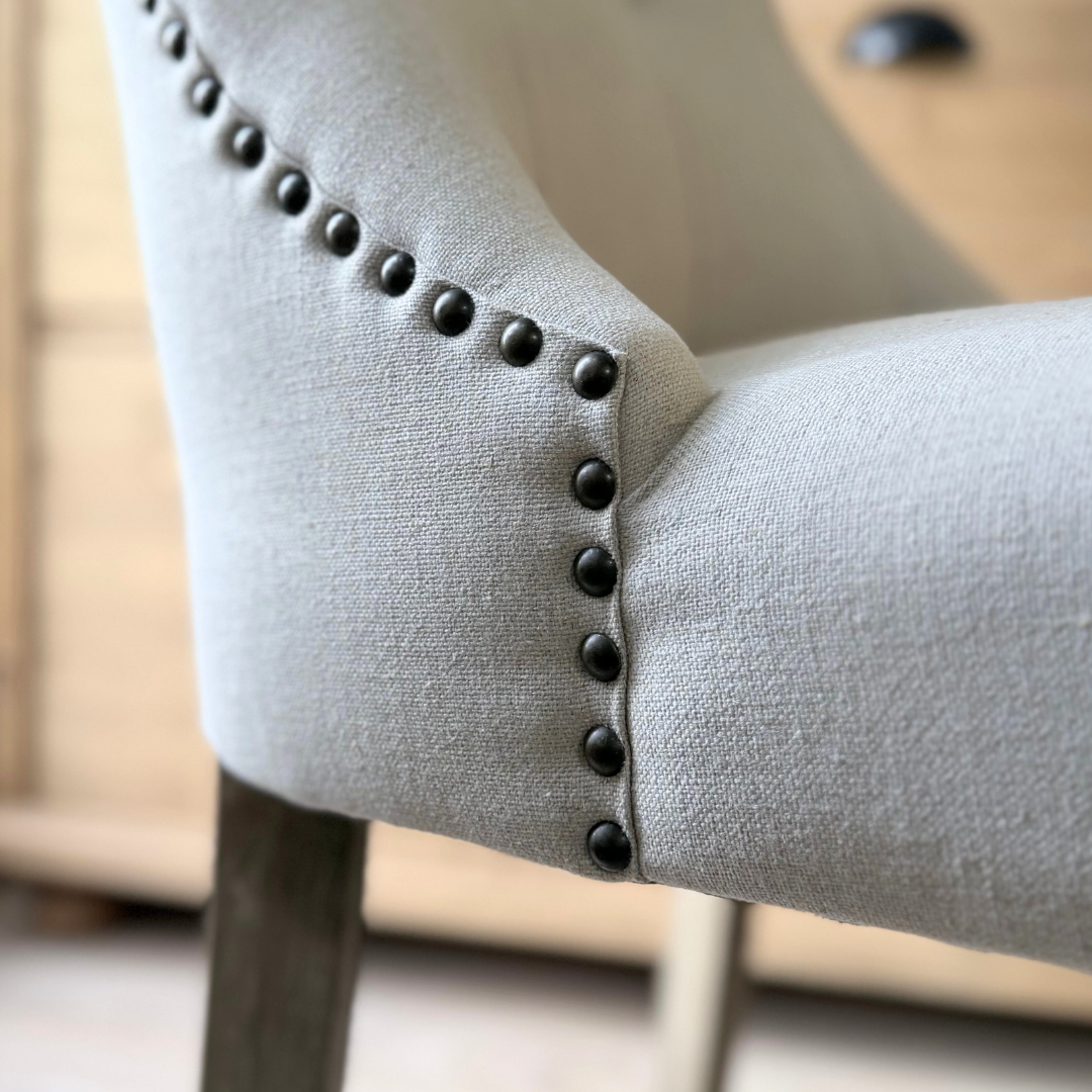 Petworth Oak Dining Chair in Natural Linen