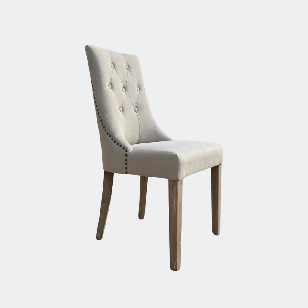 Petworth Grey Dining Chair in Linen and Oak